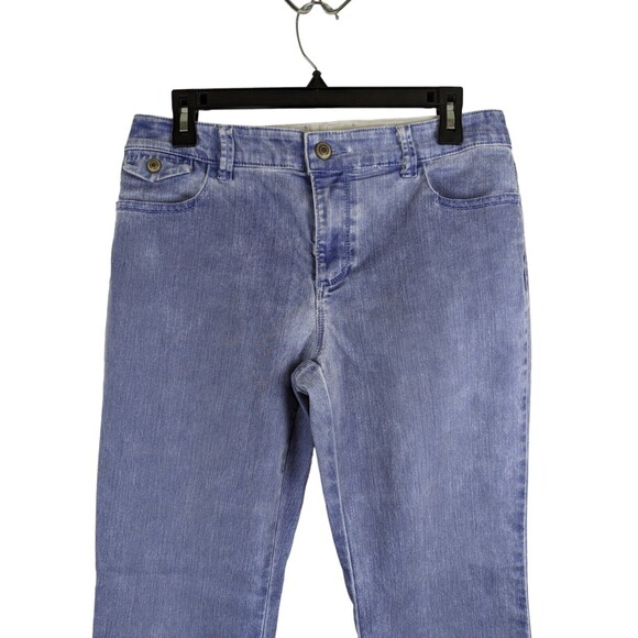 Chico Jeans Women's 0.5 Platinum Denim Purple Distressed 5 Pocket Straight Leg - Picture 9 of 12